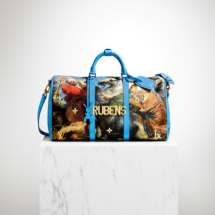 Bolso diseñado por Jeff Koons para Louis Vuitton, con "La caza del tigre, el león y el leopardo" de Rubens.
